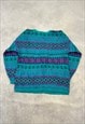 VINTAGE KNITTED JUMPER ABSTRACT PATTERNED BRIGHT SWEATER