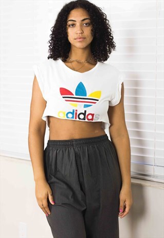 VINTAGE ADIDAS CROP TOP LOGO 90S M 2.5