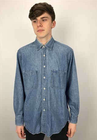 90S VINTAGE HUGO BOSS EMBROIDERED DENIM SHIRT
