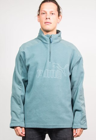 VINTAGE 90'S PUMA QUARTER ZIP FLEECE SWEATSHIRT