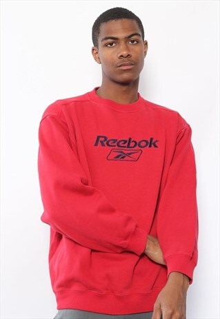 VINTAGE REEBOK BIG LOGO SPELLOUT SWEATSHIRT RED