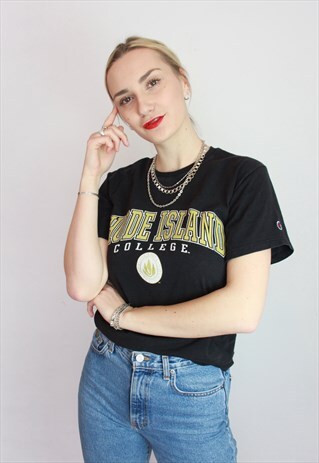 VINTAGE 90S CHAMPION RHODE ISLAND USA COLLEGE T-SHIRT UNISEX