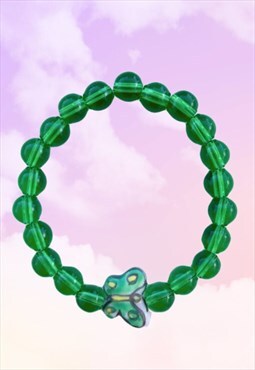 Butterfly - Green Chalcedony Beaded Gemstone Gift Bracelet