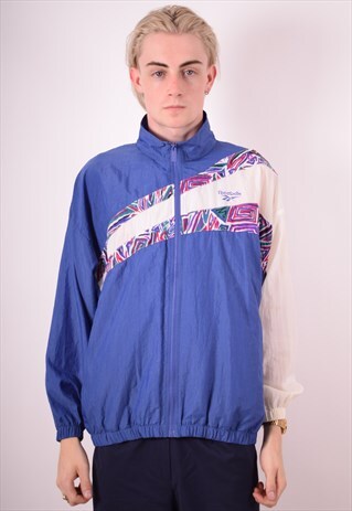 REEBOK MENS VINTAGE TRACKSUIT TOP JACKET MEDIUM PURPLE 90S