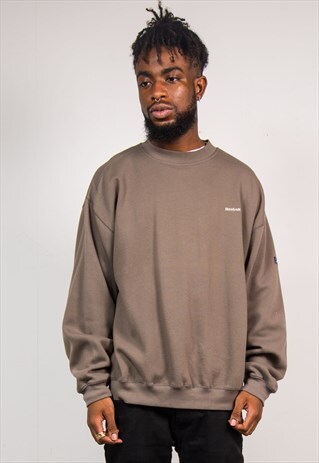 90'S VINTAGE REEBOK KHAKI GREEN SWEATSHIRT JUMPER