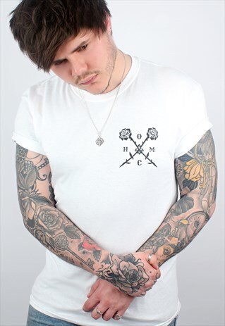 BLACK ROSES WHITE T-SHIRT
