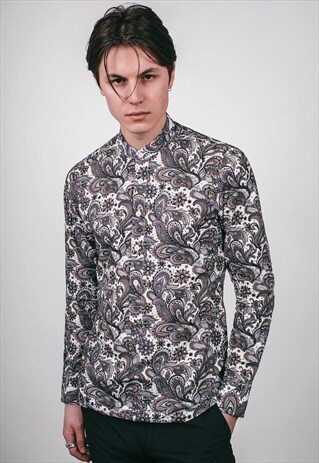 MENS ABBEY PAISLEY RETRO KAFTAN SHIRT