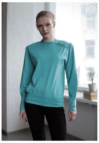 VINTAGE 80'S BRIGHT BLUE COTTON JUMPER