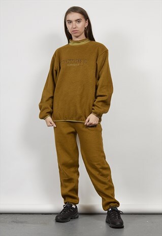 VINTAGE 80'S MUSTARD TEDDY FLEECE TRACKSUIT SET