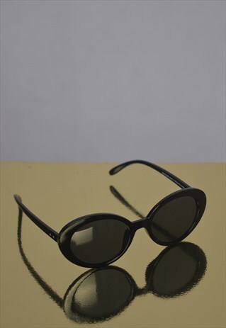 VINTAGE BLACK OVAL RETRO SUNGLASSES
