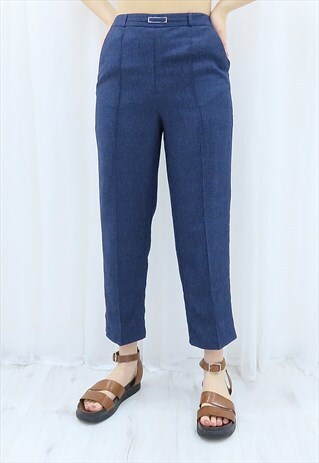 90S VINTAGE DARK BLUE HIGH WAISTED TROUSERS
