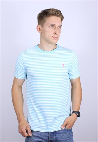VINTAGE POLO RALPH LAUREN MENS LOGO T-SHIRT TOP