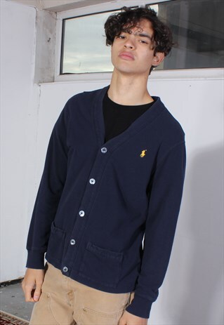 VINTAGE RALPH LAUREN NAVY TEXTURED CARDIGAN