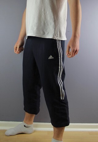 VINTAGE ADIDAS JOGGERS IN NAVY WITH ZIP POCKETS, EMBROIDERED