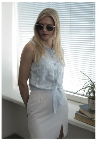 VINTAGE 90'S BABY BLUE POLKA DOT VEST
