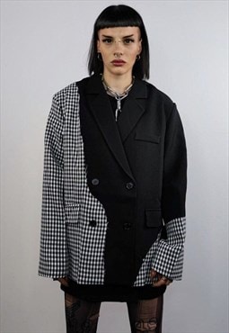 Check print blazer houndstooth jacket reworked catwalk coat 