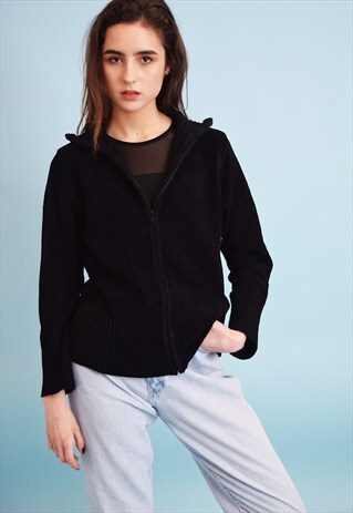90'S RETRO GRUNGE KNIT VELVETEEN OVERSIZED CARDIGAN