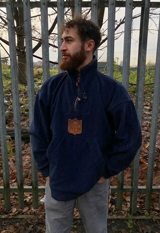 THE NFL QUARTER ZIP FLEECE JACKET BLUE AMERICAN FOOTBALL