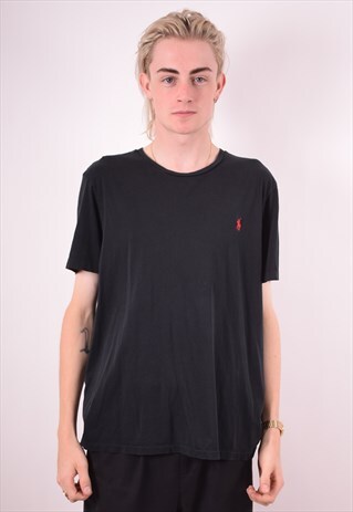 POLO RALPH LAUREN MENS VINTAGE T-SHIRT TOP XL BLACK 90S