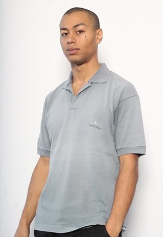 VINTAGE STONE ISLAND EMBROIDERED LOGO POLO SHIRT BLUE