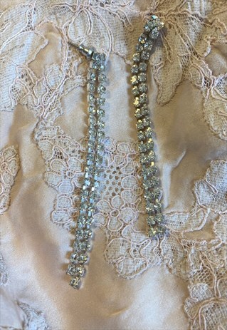 CRYSTAL DIMANTE DROP EARRINGS VINTAGE BRIDAL