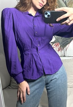 Waisted Classic Purple Blouse - M