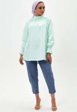 Mint Green Oversized Long Sleeve Shirt 