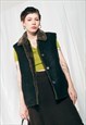 VINTAGE LEATHER VEST Y2K FAUX FUR REAL SUEDE WAISTCOAT
