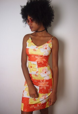 ORANGE MULTI MINI 90S DRESS