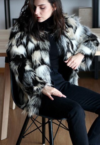 MIXED FAUX FUR COAT