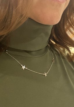 Silver Star Necklace, Multiple Stars, 925 Silver