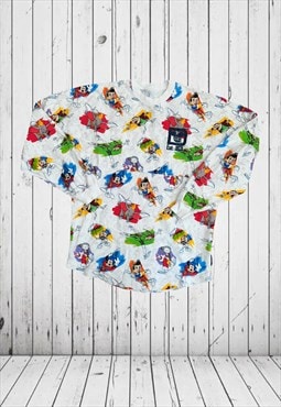 White multicoloured disney characters spirit jersey