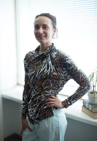 VINTAGE 90'S MULTI COLOUR PATTERNED LONG SLEEVED TOP