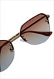 SEMI RIMLESS SUNGLASSES IN PALE GOLD FRAME WITH BROWN LENS
