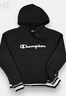 Champion vintage embroidered black hoodie womans size M