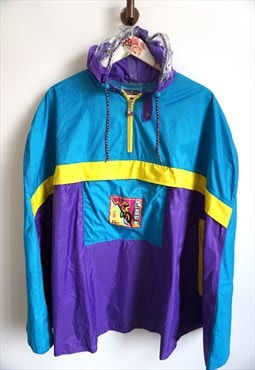 Vintage Poncho Raincoat Sports Jacket Top Parka Windbreaker 