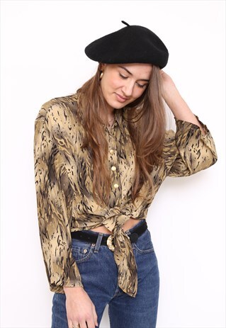 VINTAGE 90S BROWN LEOPARD PRINT SHIRT