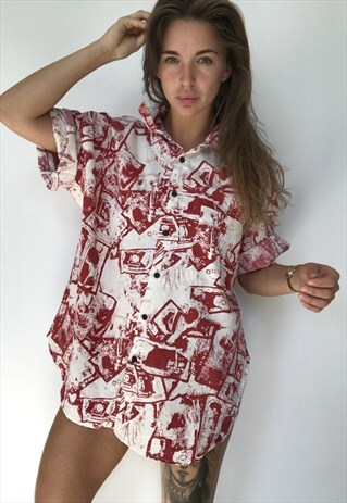 PATTERNED OVERSIZED RETRO VINTAGE UNISEX FESTIVAL SHIRT