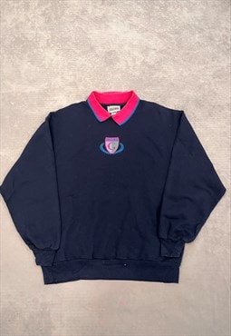 Vintage Sweatshirt Embroidered Golf Patterned Jumper