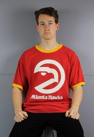 VINTAGE MAJESTIC HARDWOOD CLASSICS ATLANTA HAWKS RINGER T-SH