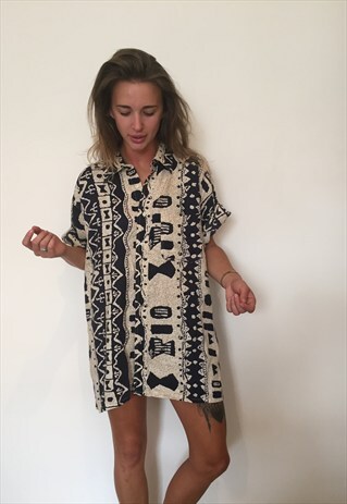 CRAZY PATTERNED VINTAGE RETRO FESTIVAL OVERSIZED SHIRT