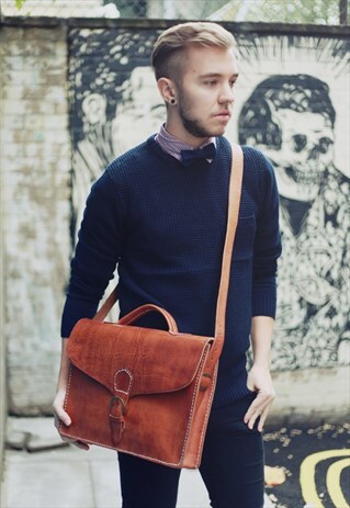 THE POLISHED BROWN LEATHER OFFICE SATCHEL
