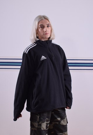 BLACK ADIDAS ZIPPED FLEECE
