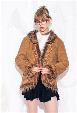 Vintage Y2K Penny Lane Shaggy Coat in Brown