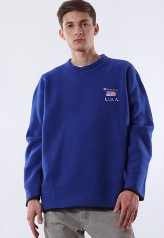 VINTAGE CHAMPION CREW NECK SWEATSHIRT 90S BLUE