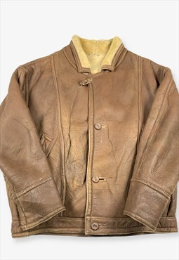 Vintage Suede Leather Flight Jacket Brown XL