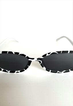 Black and white rectangle sunglasses