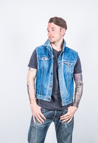 LEVI'S VINTAGE 1990S BLUE DENIM SLEEVELESS JACKET