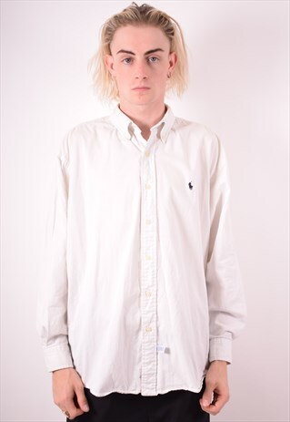 RALPH LAUREN MENS VINTAGE SHIRT LARGE WHITE 90S
