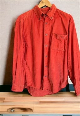 Vintage 90s button down cord orange shirt 